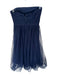 J. Crew Size 0 Navy Tulle Strapless Pleat Detail Back Zip Tea Length Gown Navy / 0