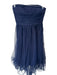 J. Crew Size 0 Navy Tulle Strapless Pleat Detail Back Zip Tea Length Gown Navy / 0