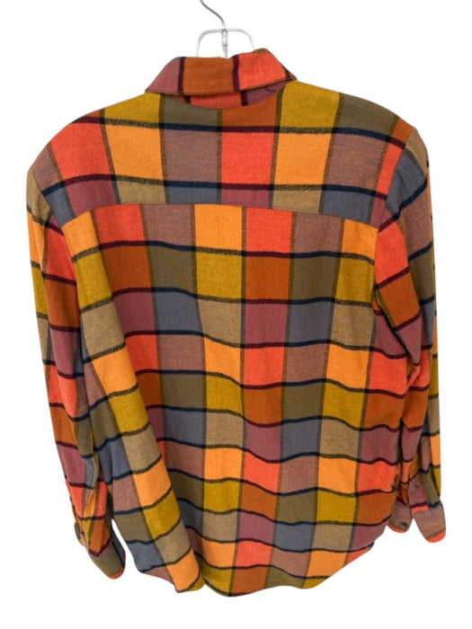 Madewell Size XXS Mustard & Orange Cotton Long Sleeve Grid Flannel Top Mustard & Orange / XXS