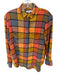 Madewell Size XXS Mustard & Orange Cotton Long Sleeve Grid Flannel Top Mustard & Orange / XXS