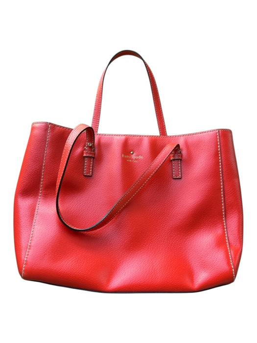 Kate Spade Tomato Red Leather Zip Close Top Handles Bag Tomato Red / M