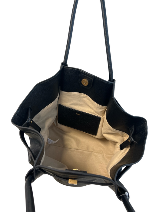 JW PEI Black Polyurethane 2 Handles Gold Hardware Snap Closure Side Rouching Bag Black / M