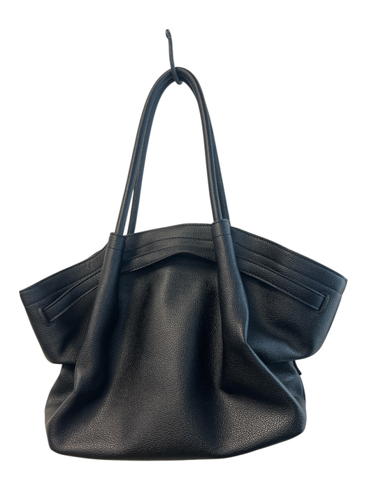 JW PEI Black Polyurethane 2 Handles Gold Hardware Snap Closure Side Rouching Bag Black / M