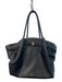 JW PEI Black Polyurethane 2 Handles Gold Hardware Snap Closure Side Rouching Bag Black / M