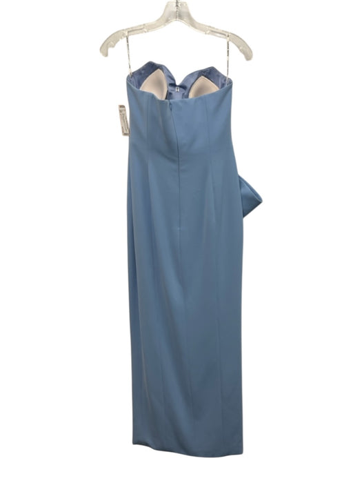 Lucian Matis Size 4 Light Blue Polyester Blend Strapless Bow Slit Gown Light Blue / 4