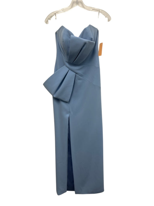 Lucian Matis Size 4 Light Blue Polyester Blend Strapless Bow Slit Gown Light Blue / 4