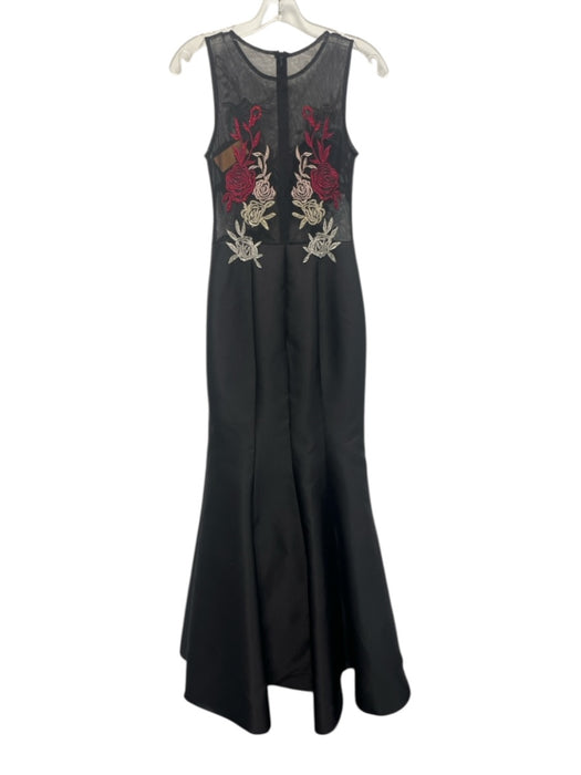 Xscape Size 2 Black, Silver, Red, Blue Polyester Mesh Upper Sleeveless Gown Black, Silver, Red, Blue / 2