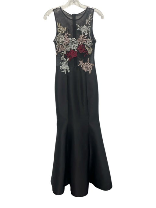 Xscape Size 2 Black, Silver, Red, Blue Polyester Mesh Upper Sleeveless Gown Black, Silver, Red, Blue / 2