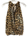 Alice + Olivia Size L Tan multi Silk Leopard Tie Neck Elastic Waist Top Tan multi / L