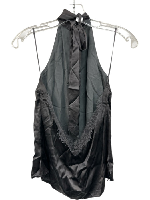 Cami NYC Size M Dark Grey Silk Halter Neck Lace Detail Satin Top Dark Grey / M