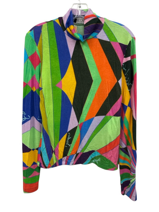 Siedres Size L Multi Viscose Blend Geo Print Long Sleeve Turtleneck Top Multi / L