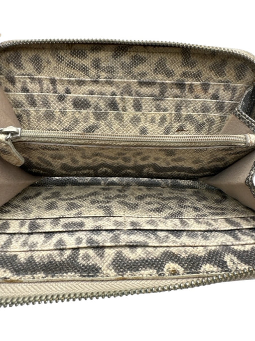 Versace Collection Grey Leather Snake Embossed Zip Close Wallets Grey