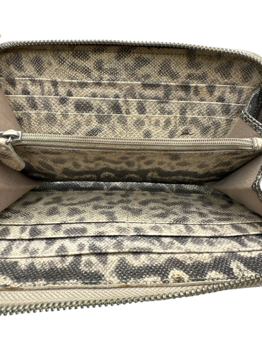 Versace Collection Grey Leather Snake Embossed Zip Close Wallets Grey
