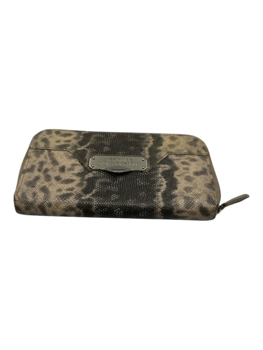 Versace Collection Grey Leather Snake Embossed Zip Close Wallets Grey