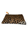 Clare V Brown & Black Textile Cheetah Zip Close Clutch Brown & Black