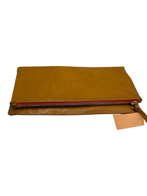 Clare V Mustard Yellow Leather Solid Zip Close Flap Clutch Mustard Yellow