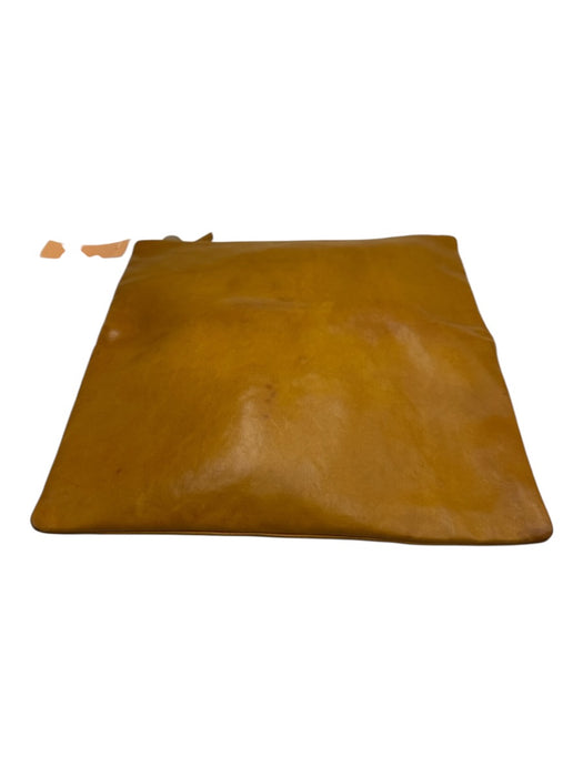 Clare V Mustard Yellow Leather Solid Zip Close Flap Clutch Mustard Yellow