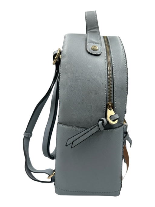 Calpak Blue Leather Zip Close Adjustable Strap Saffiano Whip Stitch Backpack Blue