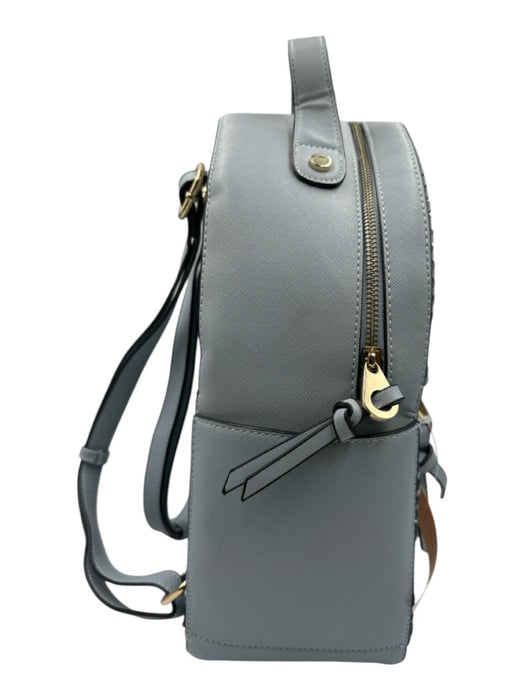Calpak Blue Leather Zip Close Adjustable Strap Saffiano Whip Stitch Backpack Blue