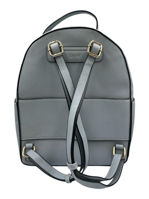 Calpak Blue Leather Zip Close Adjustable Strap Saffiano Whip Stitch Backpack Blue