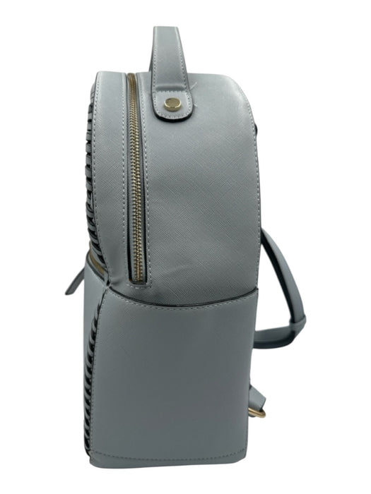 Calpak Blue Leather Zip Close Adjustable Strap Saffiano Whip Stitch Backpack Blue