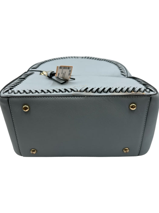 Calpak Blue Leather Zip Close Adjustable Strap Saffiano Whip Stitch Backpack Blue