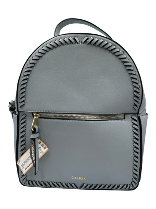 Calpak Blue Leather Zip Close Adjustable Strap Saffiano Whip Stitch Backpack Blue