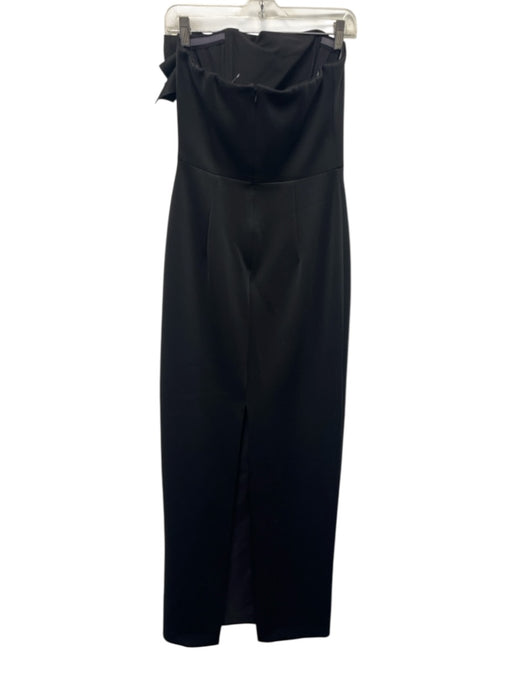 Black Halo Eve Size 6 Black Poly Blend Sleeveless Floor Length Satin Gown Black / 6