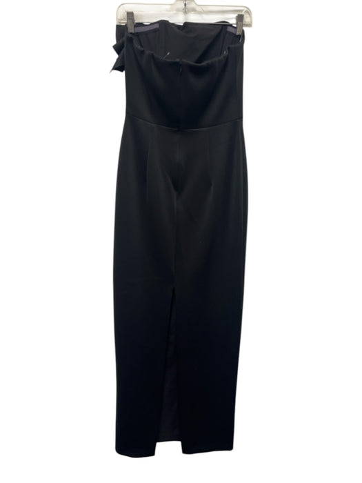 Black Halo Eve Size 6 Black Poly Blend Sleeveless Floor Length Satin Gown Black / 6