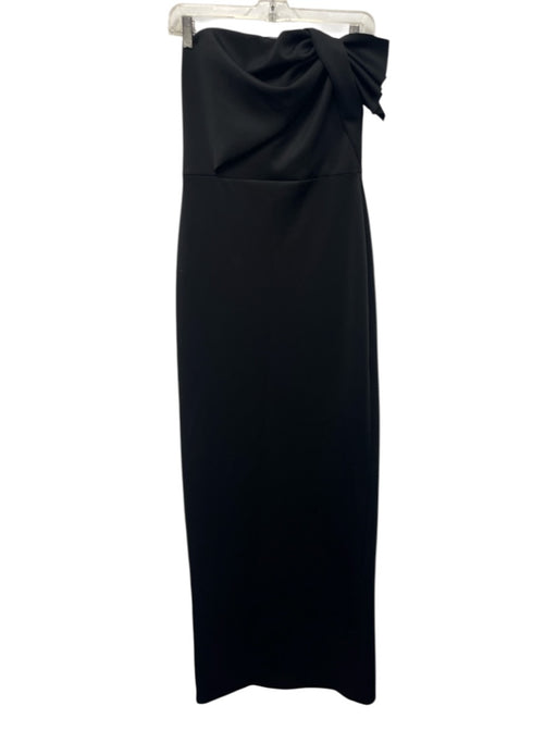 Black Halo Eve Size 6 Black Poly Blend Sleeveless Floor Length Satin Gown Black / 6
