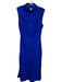 Milly Size 6 Blue Silk Blend Zip Close Keyhole Back high neck Maxi Dress Blue / 6