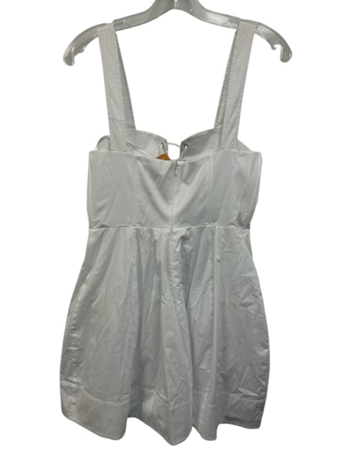 Staud Size 8 White Cotton Blend Lace Up Mini Sleeveless Dress White / 8