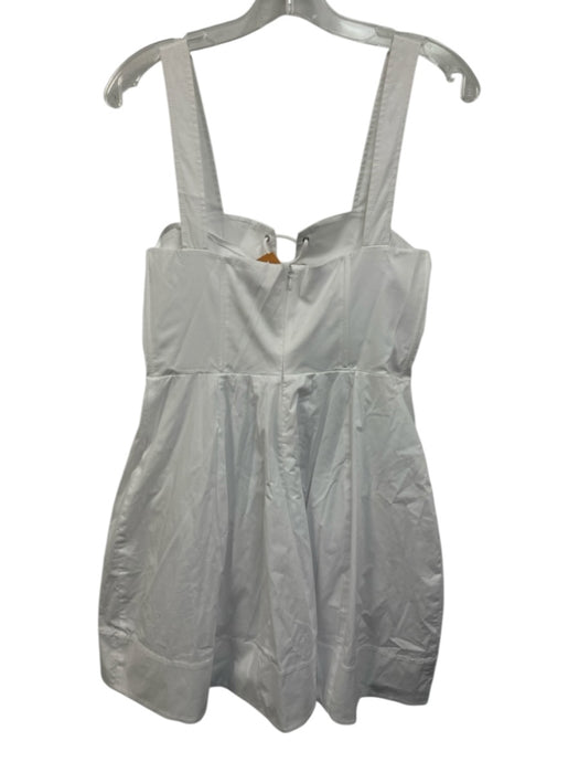 Staud Size 8 White Cotton Blend Lace Up Mini Sleeveless Dress White / 8