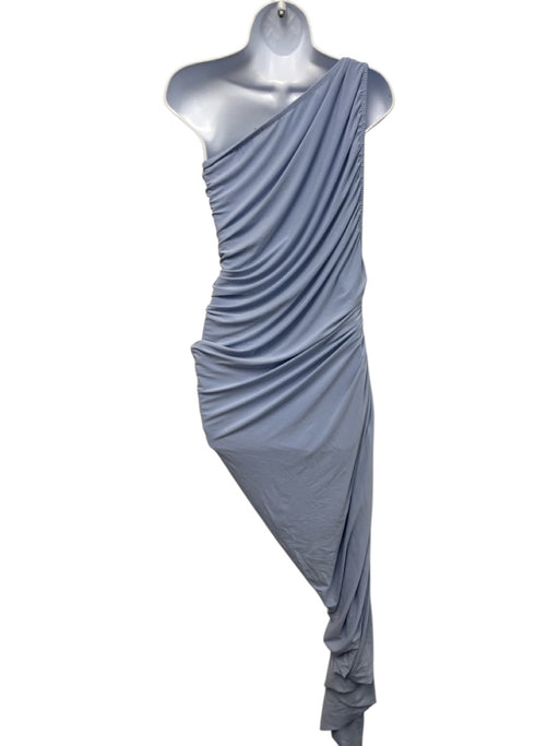 Norma Kamali Size M/36 Blue Poly Blend Asymmetric Maxi Ruched One Shoulder Dress Blue / M/36