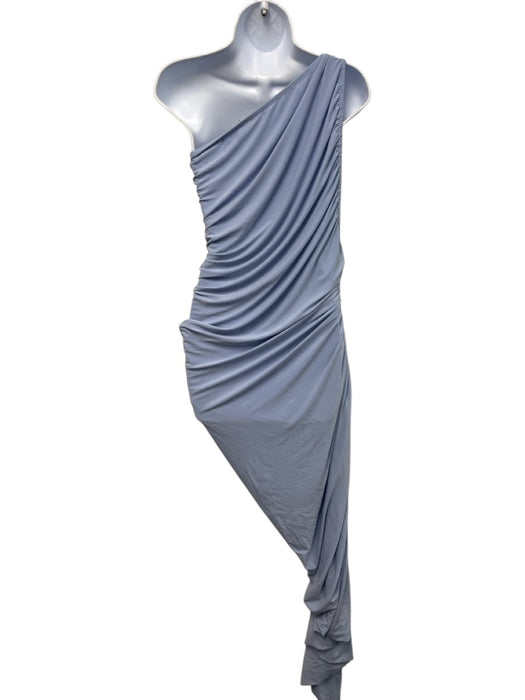Norma Kamali Size M/36 Blue Poly Blend Asymmetric Maxi Ruched One Shoulder Dress Blue / M/36