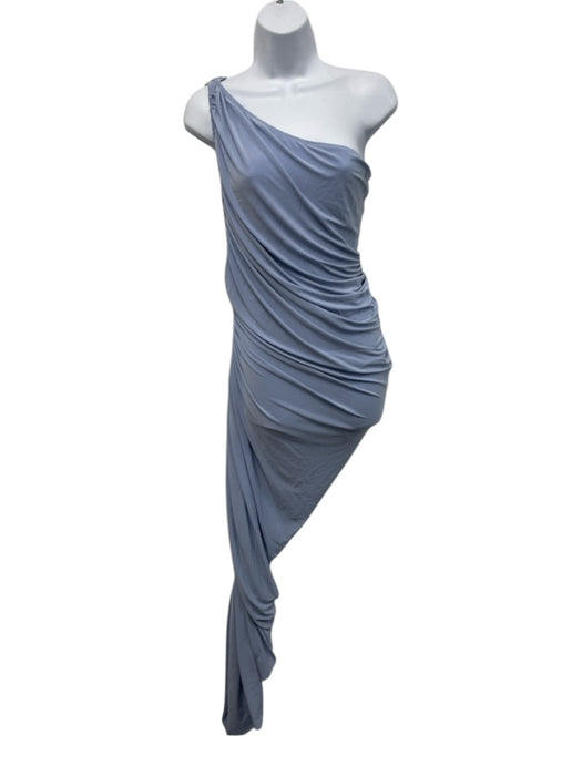 Norma Kamali Size M/36 Blue Poly Blend Asymmetric Maxi Ruched One Shoulder Dress Blue / M/36
