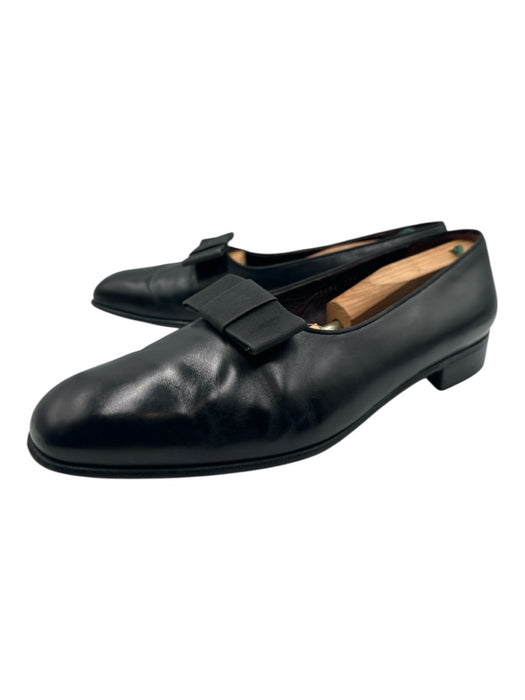 Salvatore Ferragamo Shoe Size 12 Black Leather Solid Bow Detail Men's Shoes Black / 12