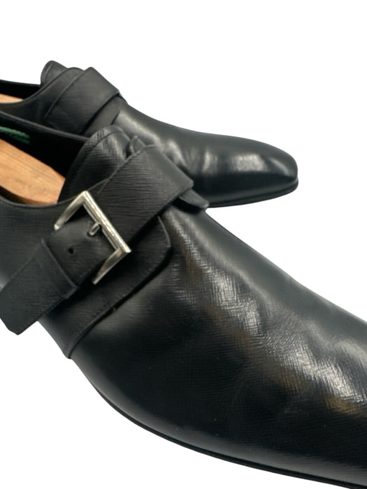 Prada Shoe Size 10 AS IS Black Leather Solid Buckle Detail Men's Shoes Black / 10
