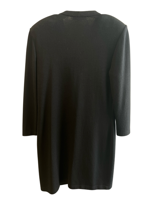 St John Size 10 Black No Fabric Tag Side Pockets Long Sleeve Gold Buttons Dress Black / 10