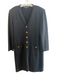 St John Size 10 Black No Fabric Tag Side Pockets Long Sleeve Gold Buttons Dress Black / 10