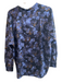 Vince Size 2 Blue 100% Silk Floral V Neck Long Sleeve High Low Top Blue / 2