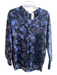 Vince Size 2 Blue 100% Silk Floral V Neck Long Sleeve High Low Top Blue / 2
