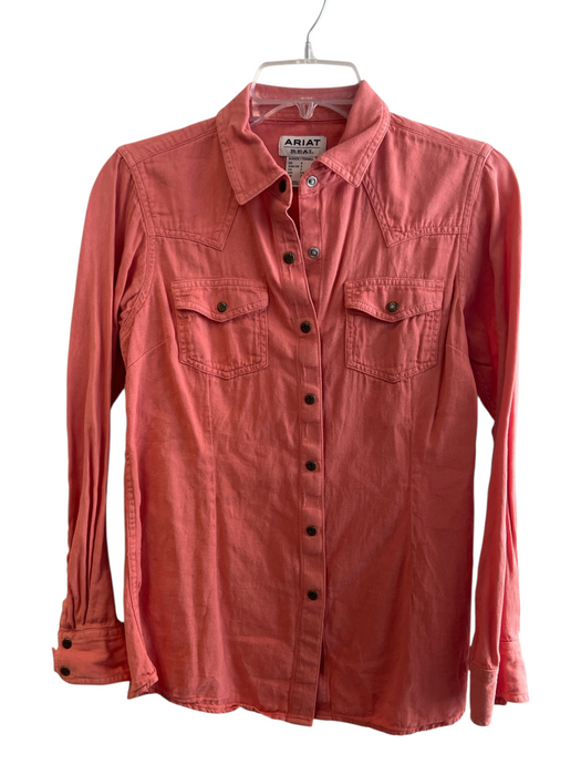 Ariat Size S coral 100% Cotton Button Down Front Pockets Collared Top coral / S