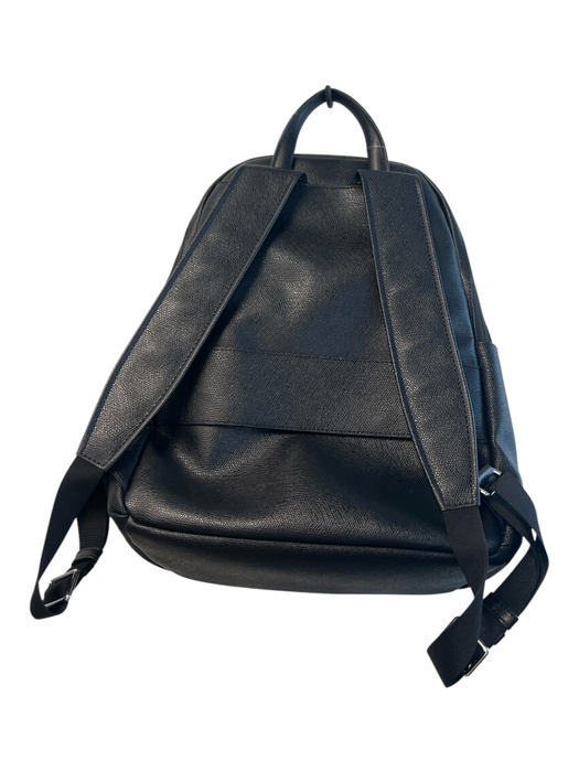 Tumi Black Leather Silver Hardware Multi Pockets Adjustable Strap Backpack Black