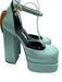 Versace Shoe Size 39.5 Seafoam Green Satin Leather Rhinestone Square Toe Pumps Seafoam Green / 39.5
