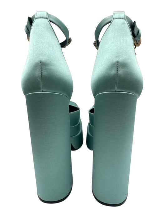 Versace Shoe Size 39.5 Seafoam Green Satin Leather Rhinestone Square Toe Pumps Seafoam Green / 39.5