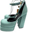 Versace Shoe Size 39.5 Seafoam Green Satin Leather Rhinestone Square Toe Pumps Seafoam Green / 39.5