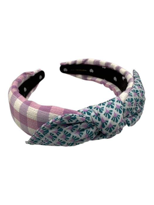 Lele Sadoughi Pink, Blue, Teal Cotton Checkered Floral Headband Pink, Blue, Teal
