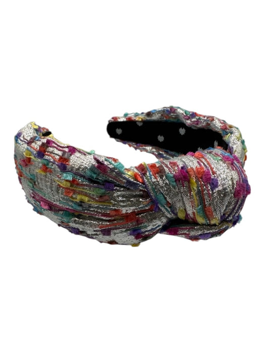 Lele Sadoughi Silver & Multi Metallic & Polyester Fringe Knot Swiss Dot Headband Silver & Multi