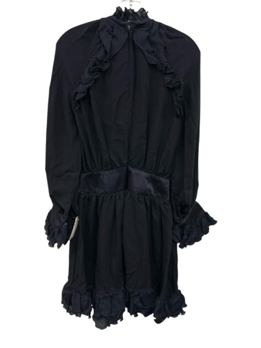 Tish Cox Size XS Navy Blue Polyester Back Zip Ruffle Detail Waist Band Dress Navy Blue / XS